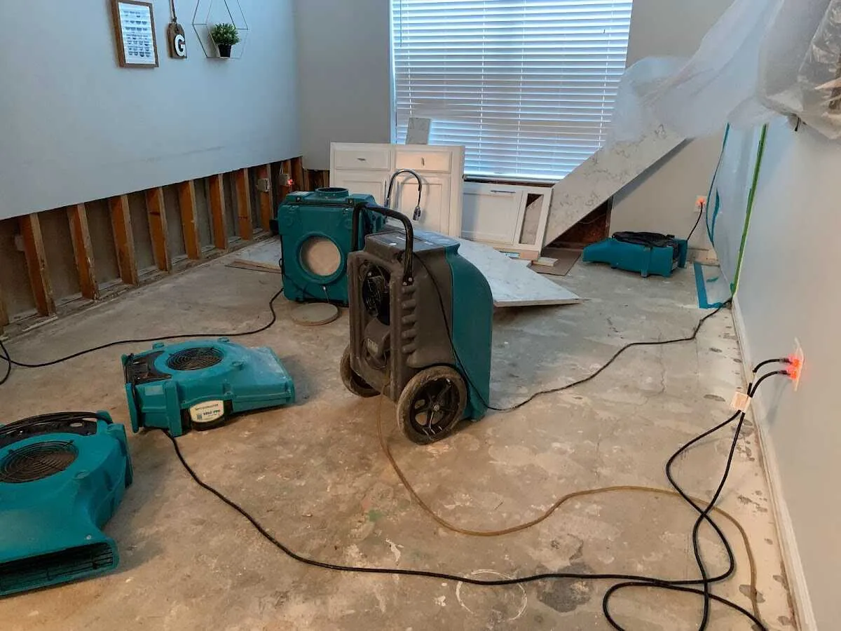 Dehumidifier in flood-cut room for Water Extraction & Removal in Bastrop